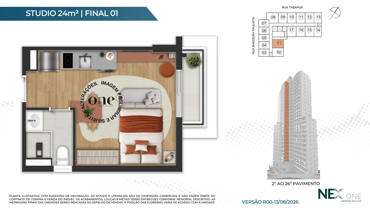 Planta do studio de 24 m², final 01